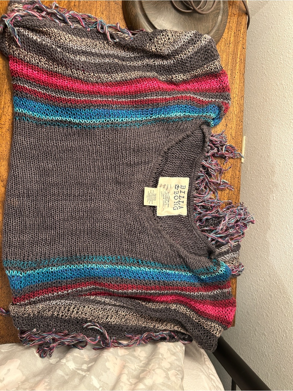 Billabong Gray “Worlds Apart” Knit Sweater Poncho